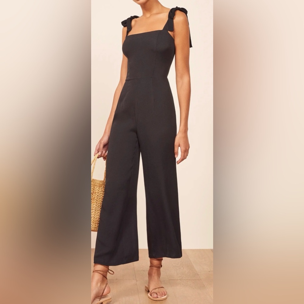 Reformation Black Women’s Adjustable Tie Straps  Sleeveless Jumpsuit Size 0